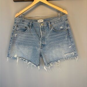 Ag Adriano Goldschmied Blue Jean Highrise Shorts Distressed Style size 32